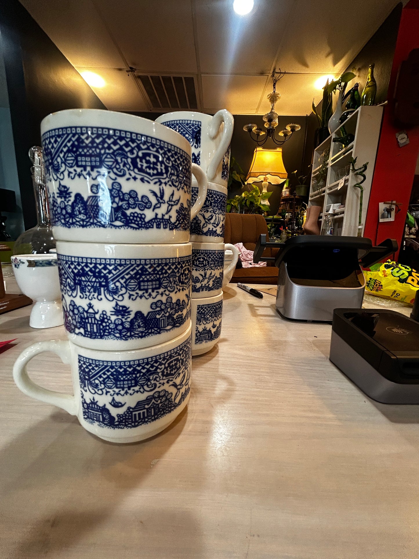 Blue Willow Porcelain Coffee Cups- Set of 7- Will Seperate