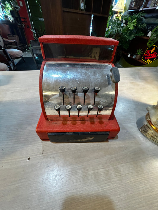 Vintage Toy Cash Register- Red Metal