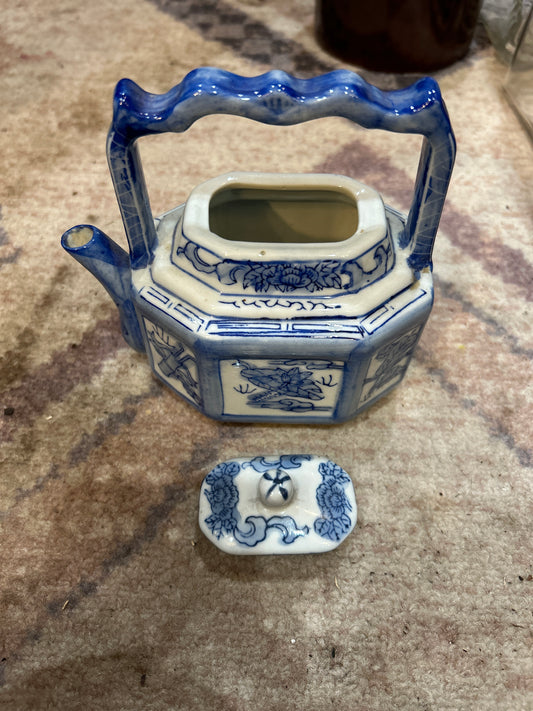 Vintage Blue and White Porcelain Teapot