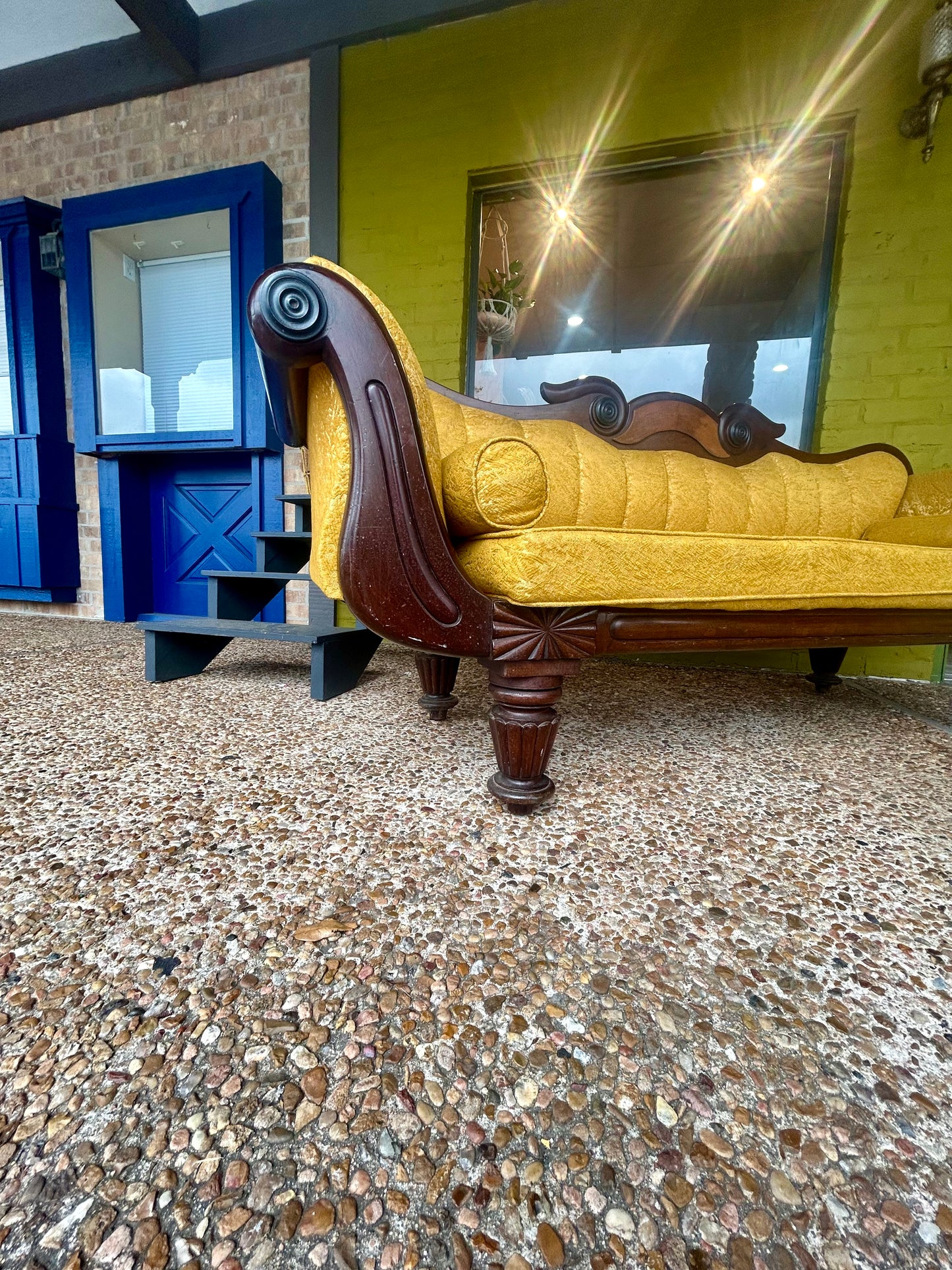 Mahogany Double Scroll End Sofa