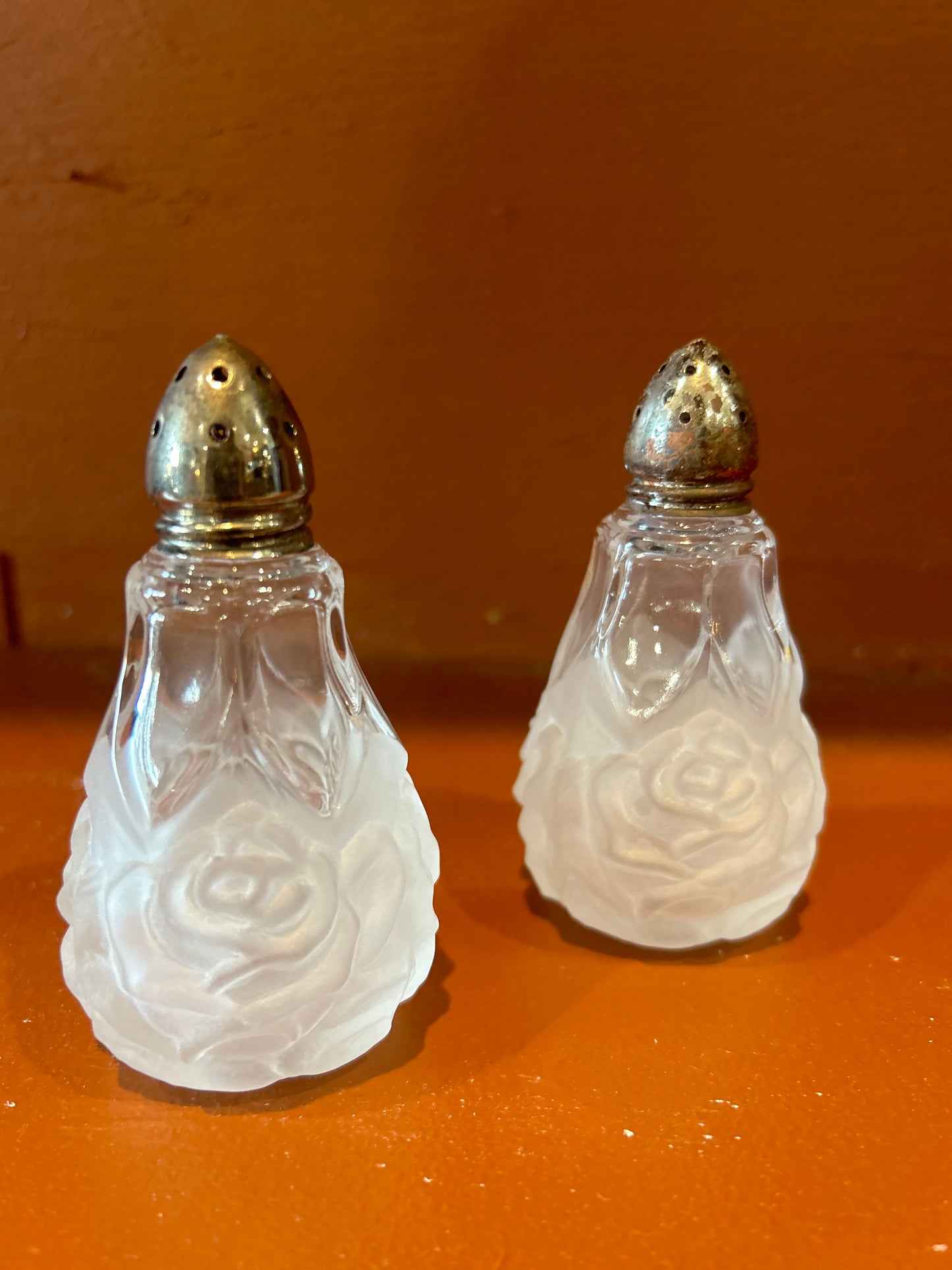 Vintage Embossed Victorian Roses- Frosted Glass