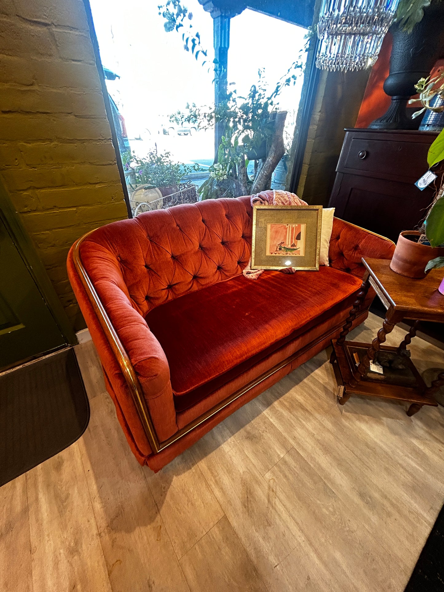 Pink Velvet Mid Century Stratford Couch- MINT