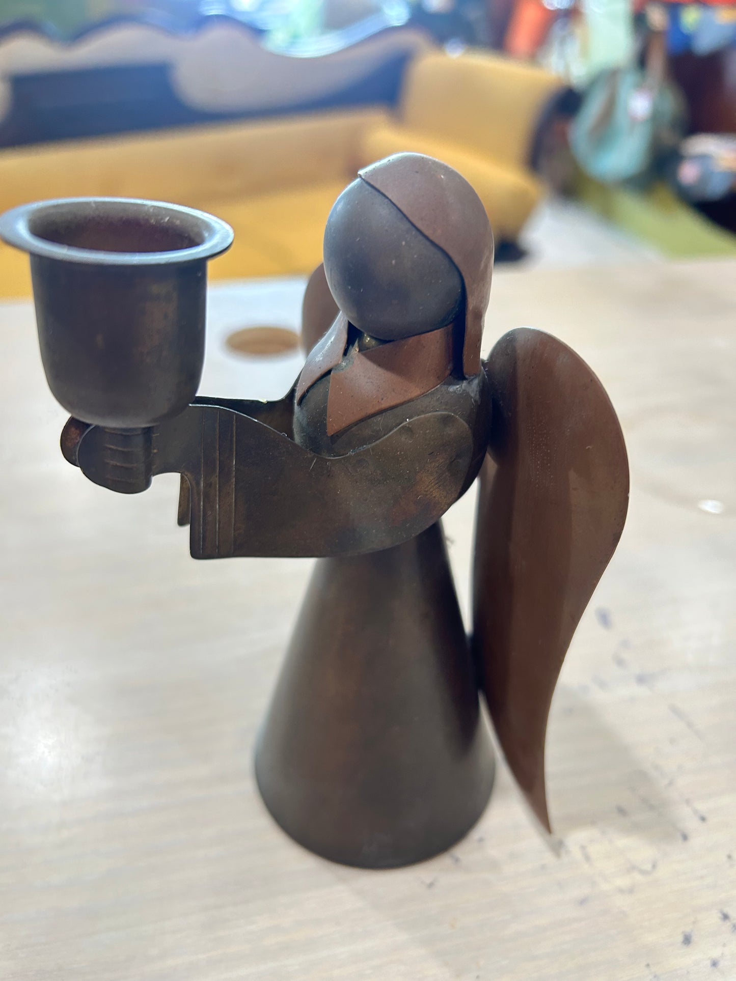 Vintage Brass and Copper Angel Candleholder