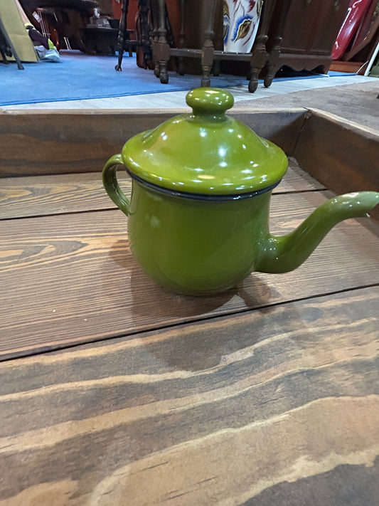 Vintage Green Enamel Tea Pot
