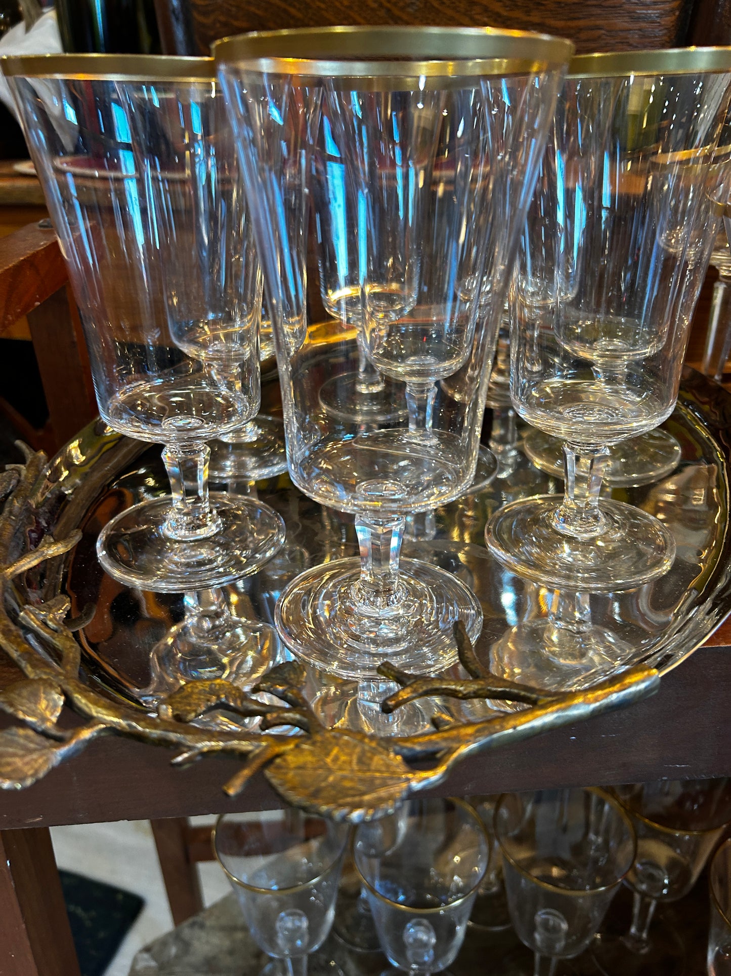 24 piece Mid Century Lenox Eternal Gold Rim Crystal Glasses-Will Seperate