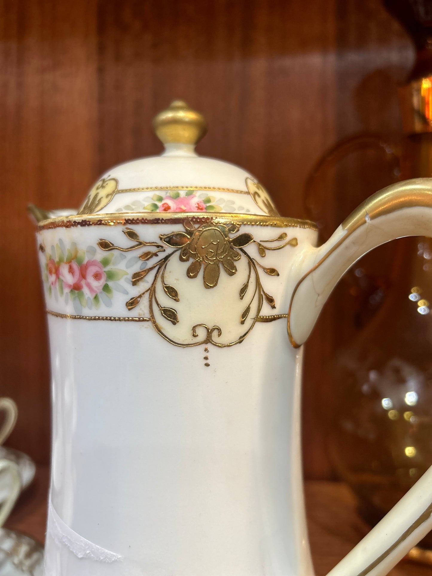 Circa 1911- Antique Nippon Hot Chocolate Pot- 5 Cups and 6 Saucers