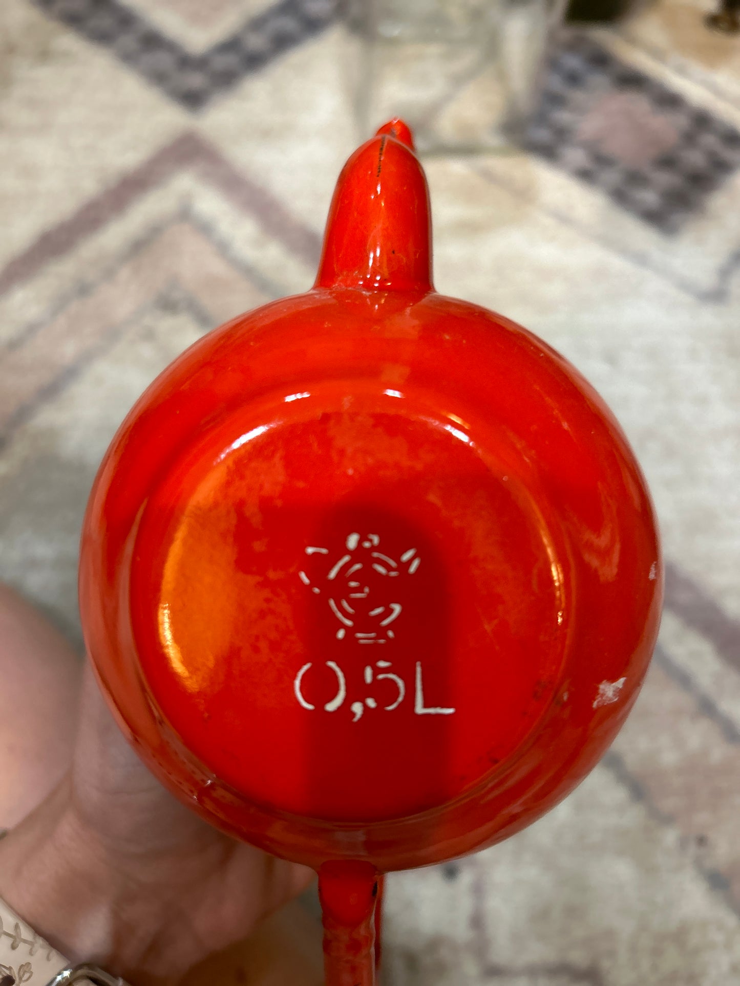 Rare Romanian Enamel Teapot- Red