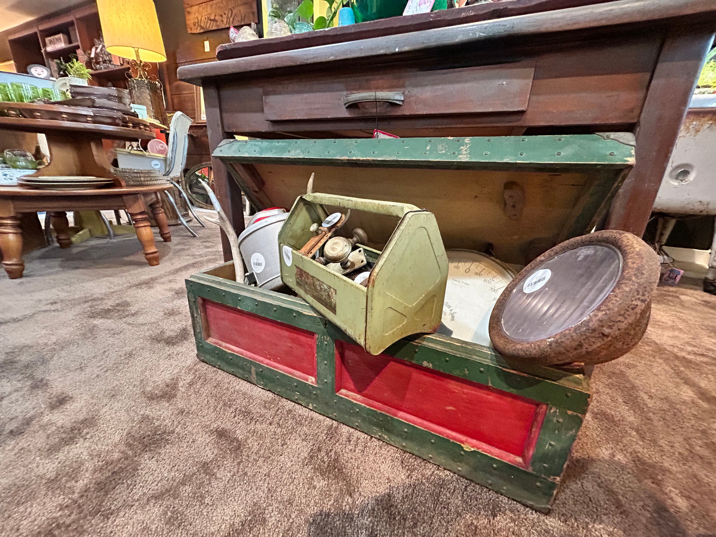 Antique 19th Century Wooden and Decorative Nail Chest