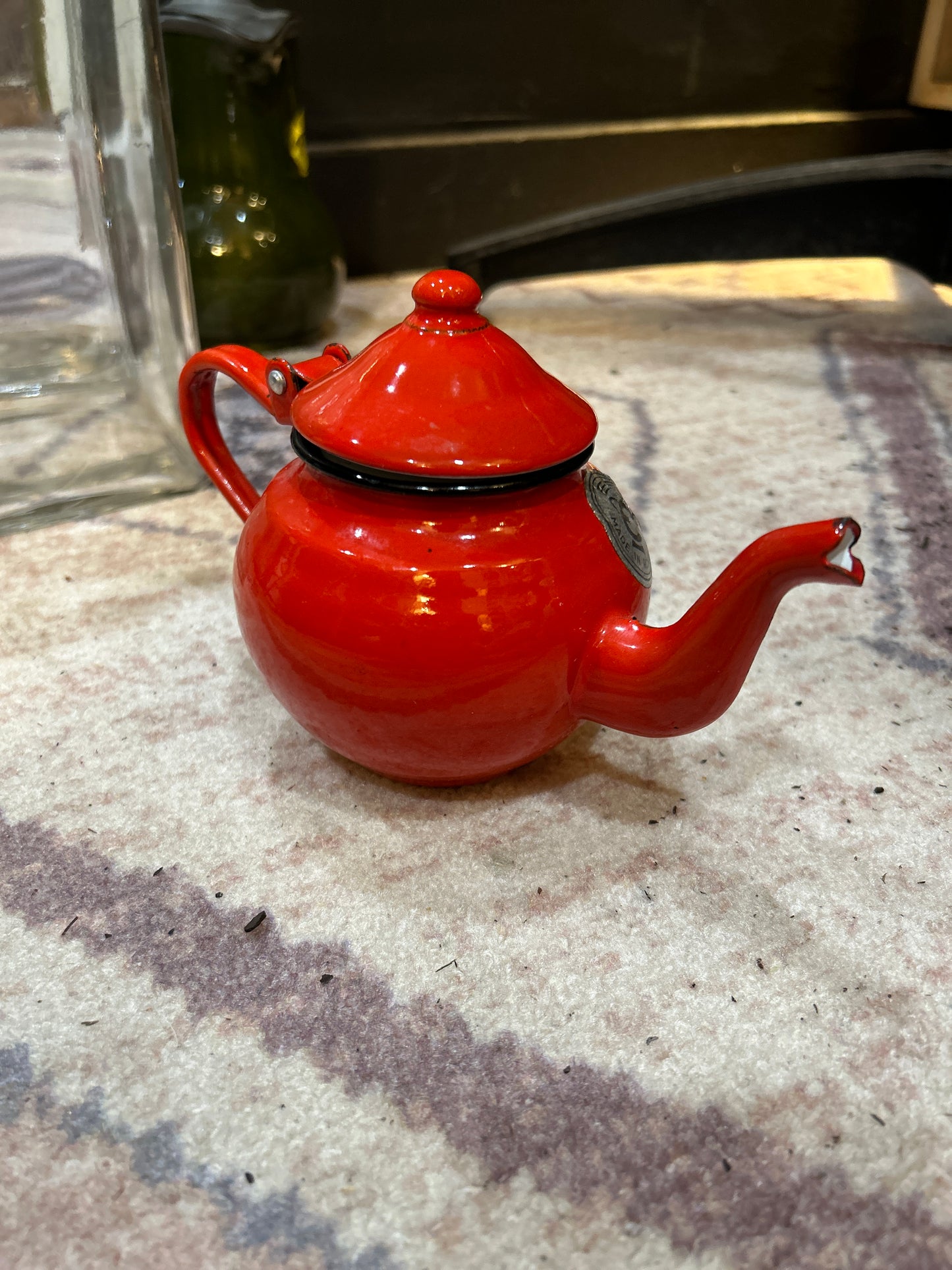 Rare Romanian Enamel Teapot- Red