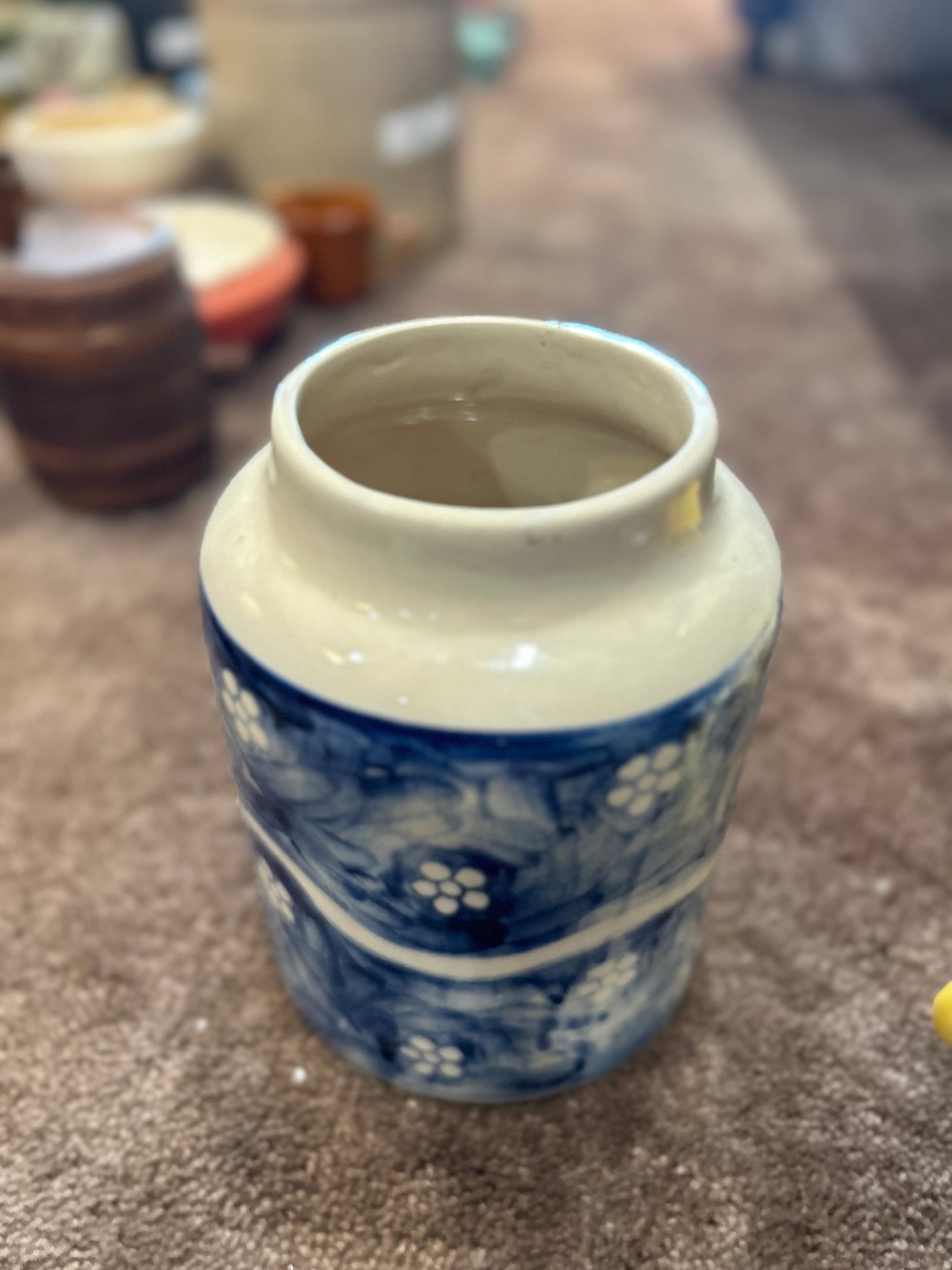 Blue and White Unique Painted Vase- Sophisticated Finger Painting