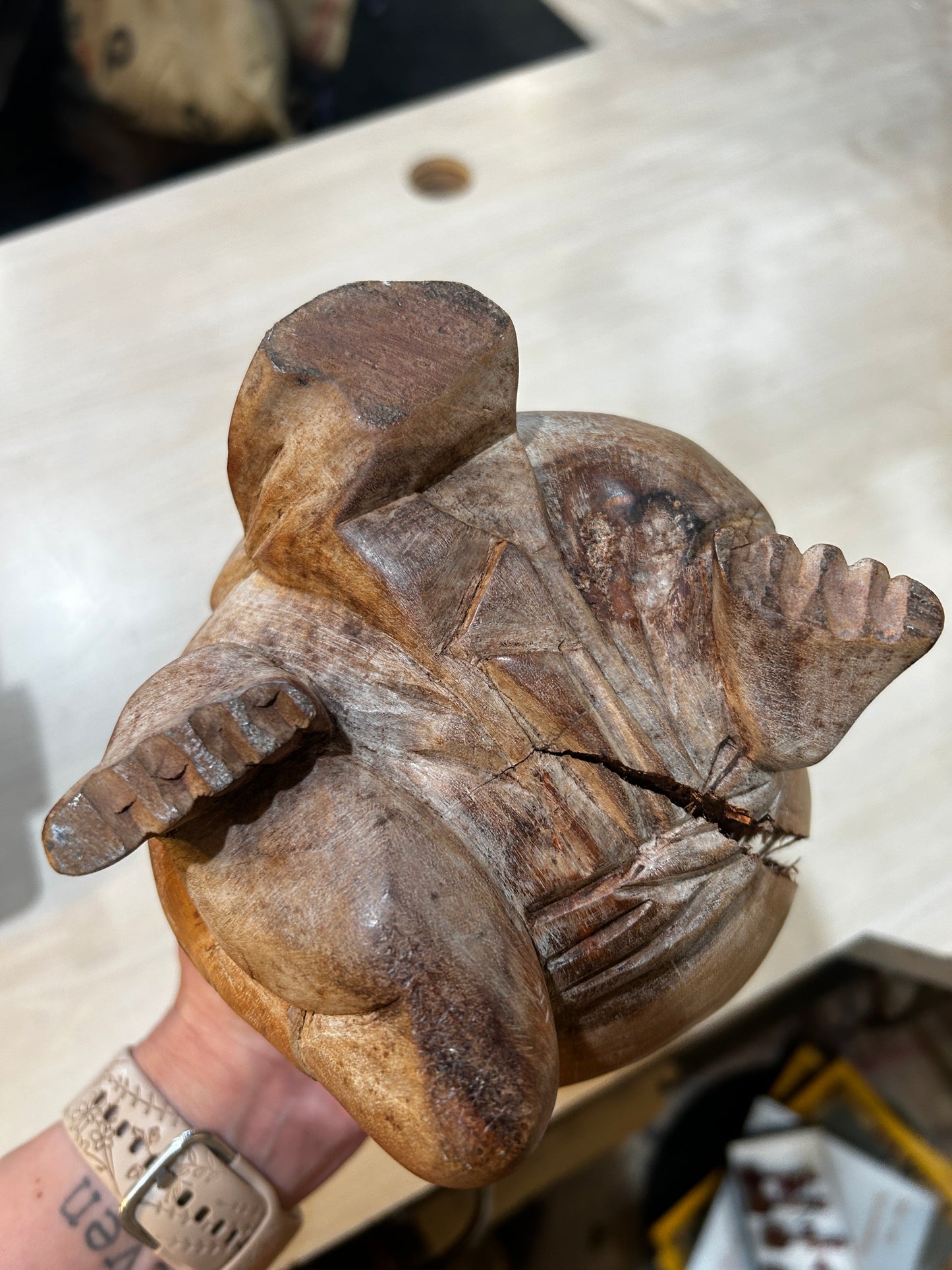 Wooden Balinese Drinking Man- Belly Pop