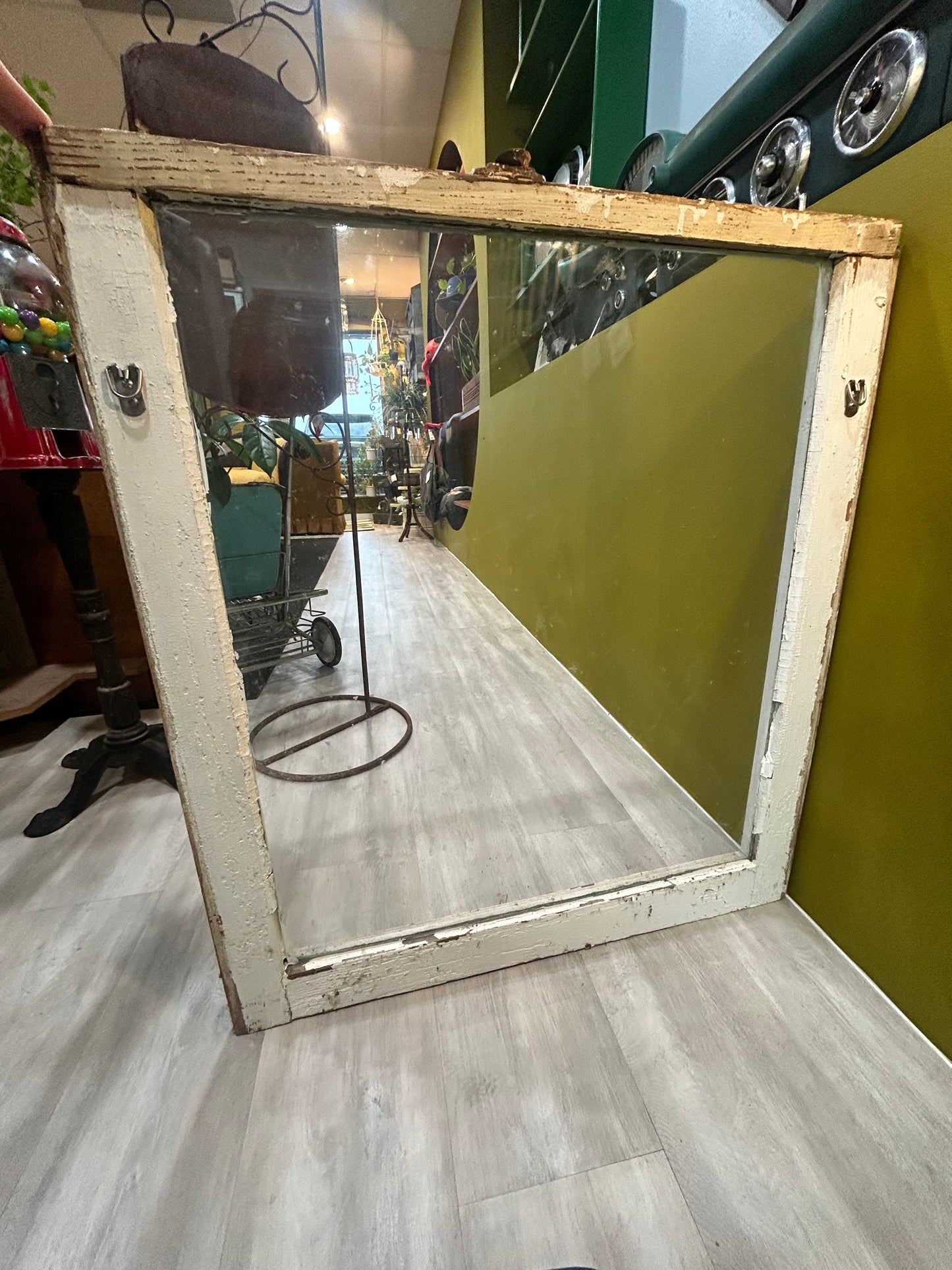 Antique Window-White Wood with Original Hardware