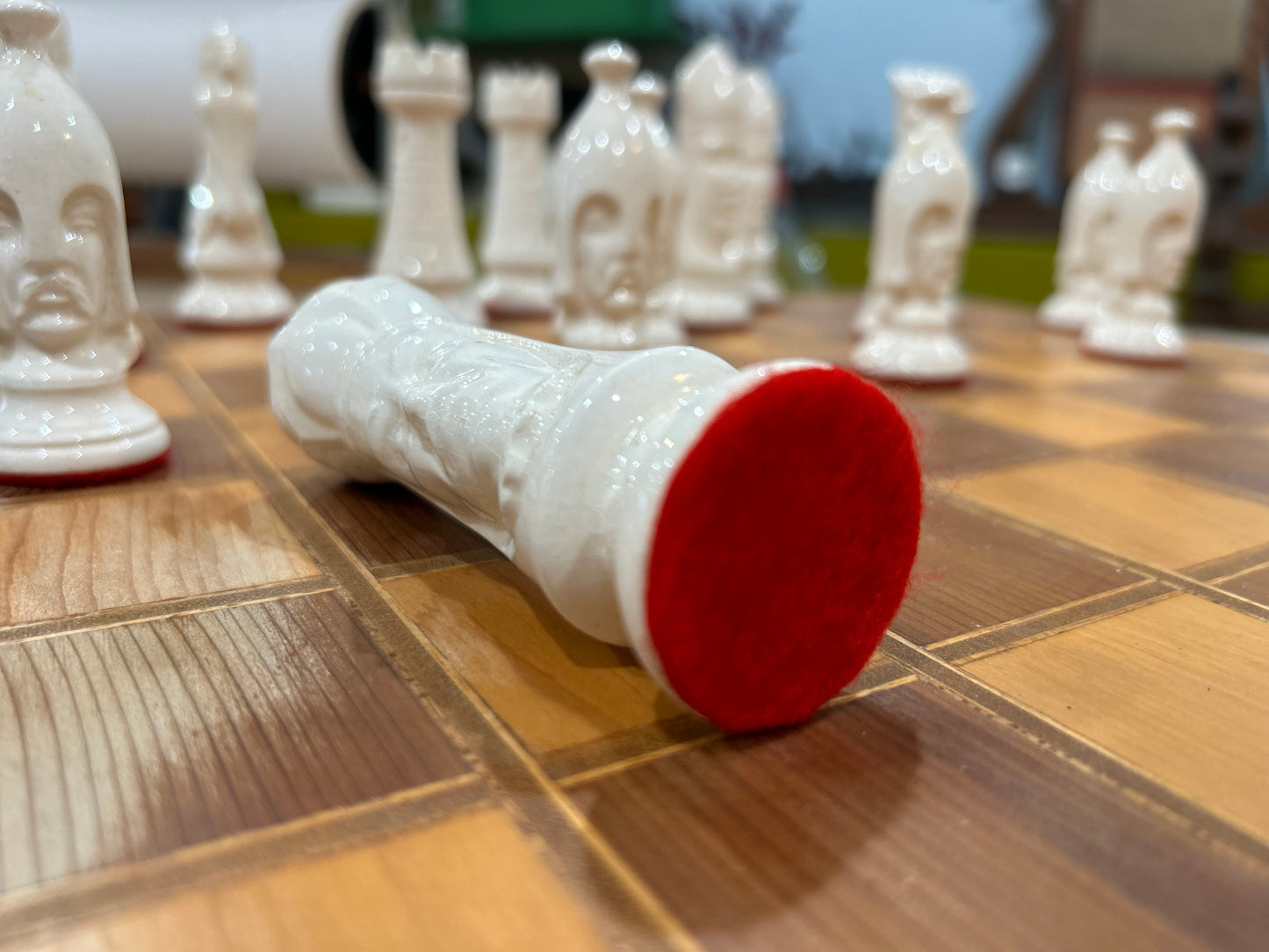 Vintage IRIDESCENT Ceramic Duncan Mold Medieval Gothic Chess Set- Complete