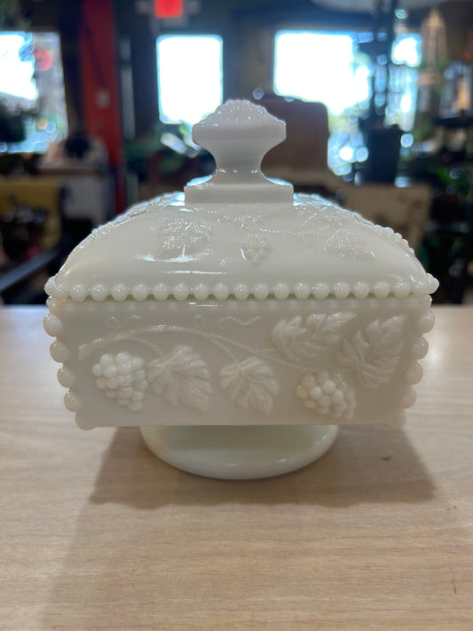 Vintage Westmoreland Beaded Square Candy Dish