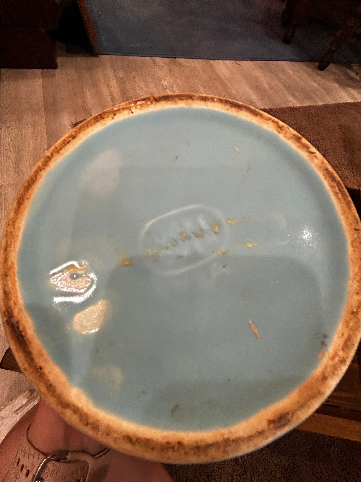 Vintage Cronin Crock/ Bean Pot- Tulip Print Baby Blue