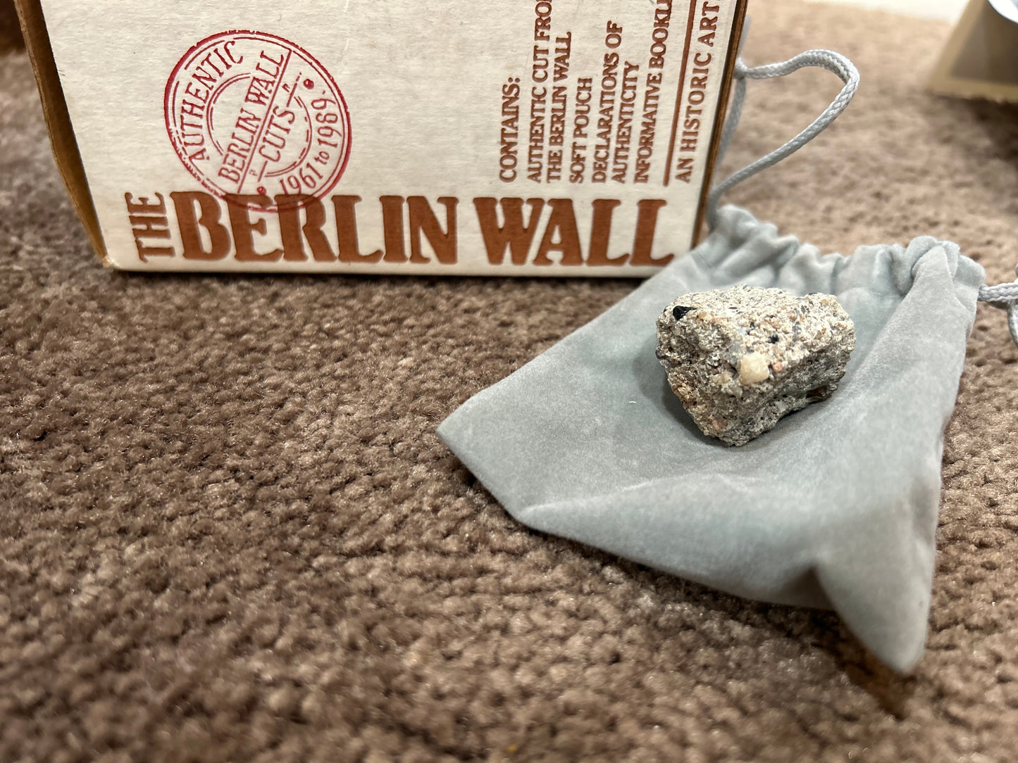 Authentic Berlin Wall Cut Fragment with Box and Cert.