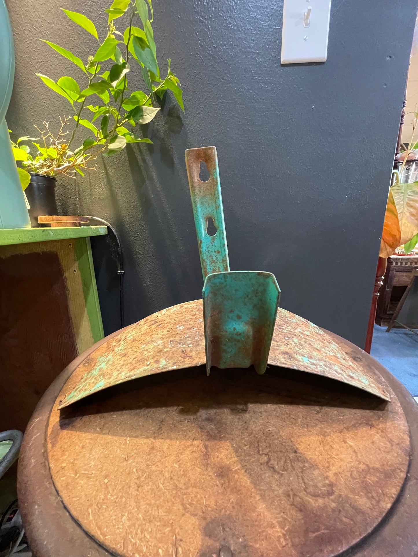 Vintage Green Metal Hose Holder