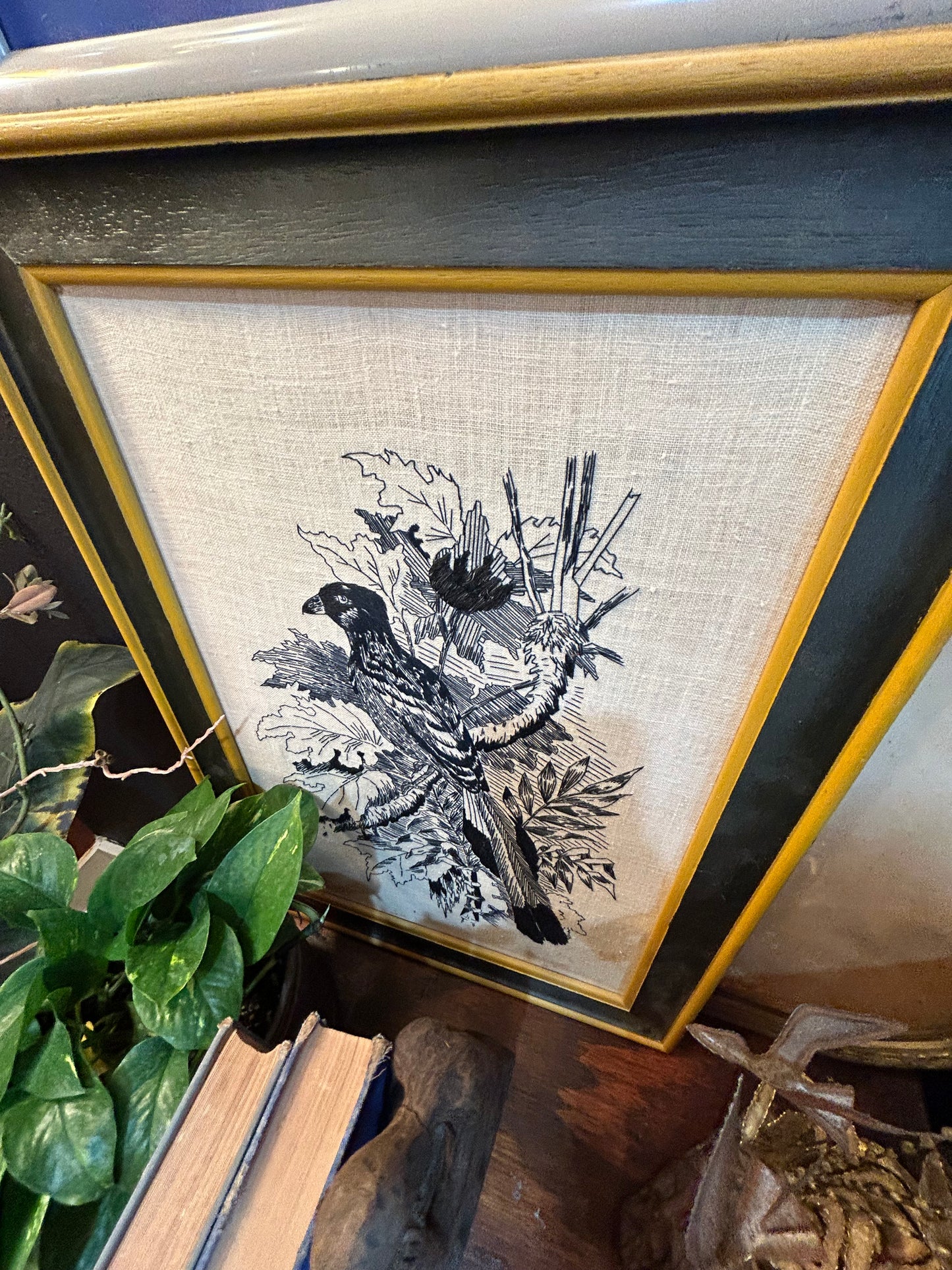 Embroidered Bird Art