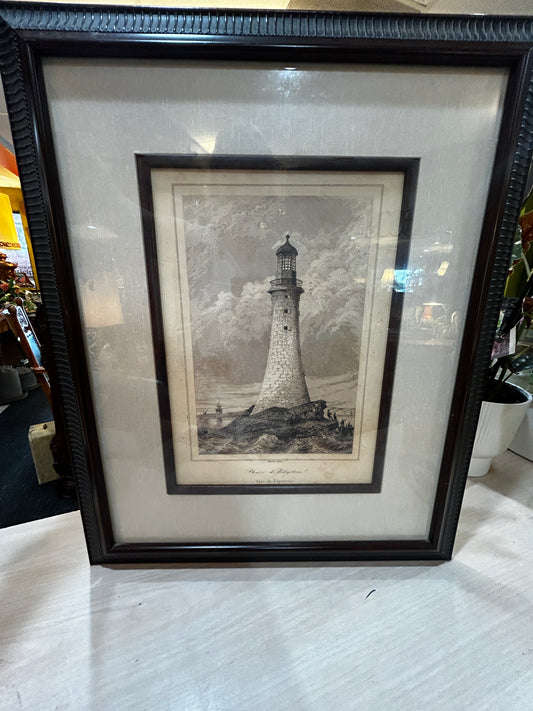 Vintage Framed European Print of Eddystone