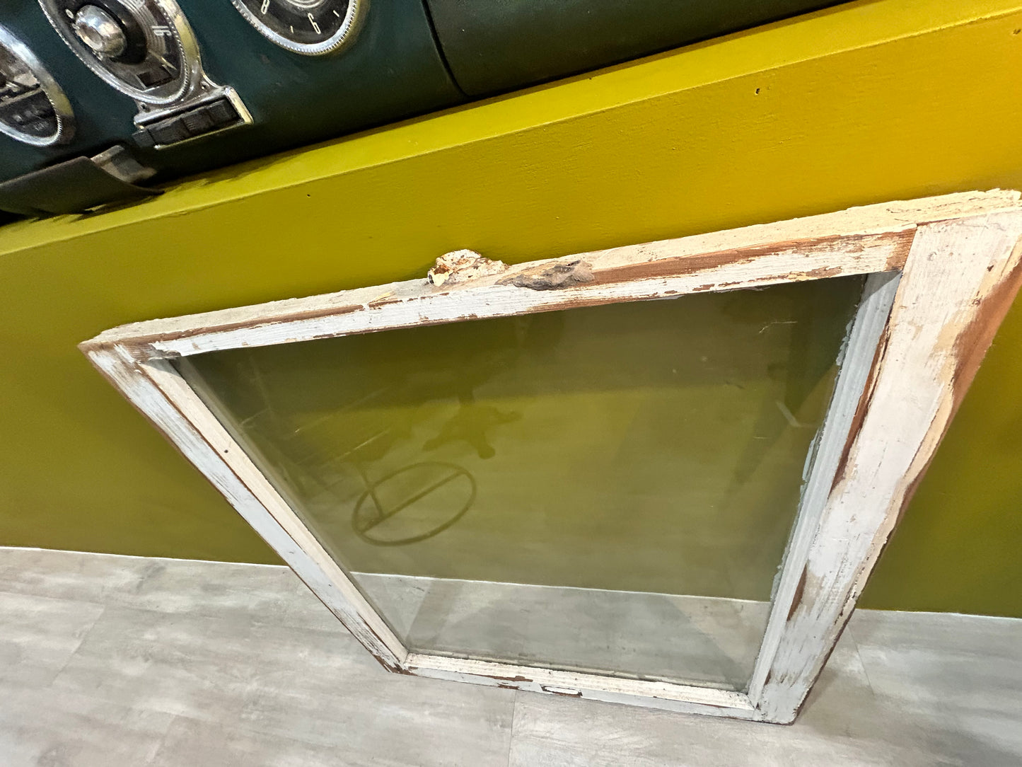 Antique Window-White Wood with Original Hardware