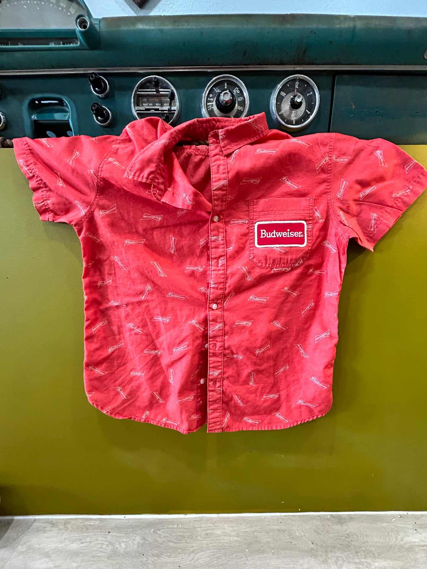 Vintage Patch Budweiser Shirt- Button Up L