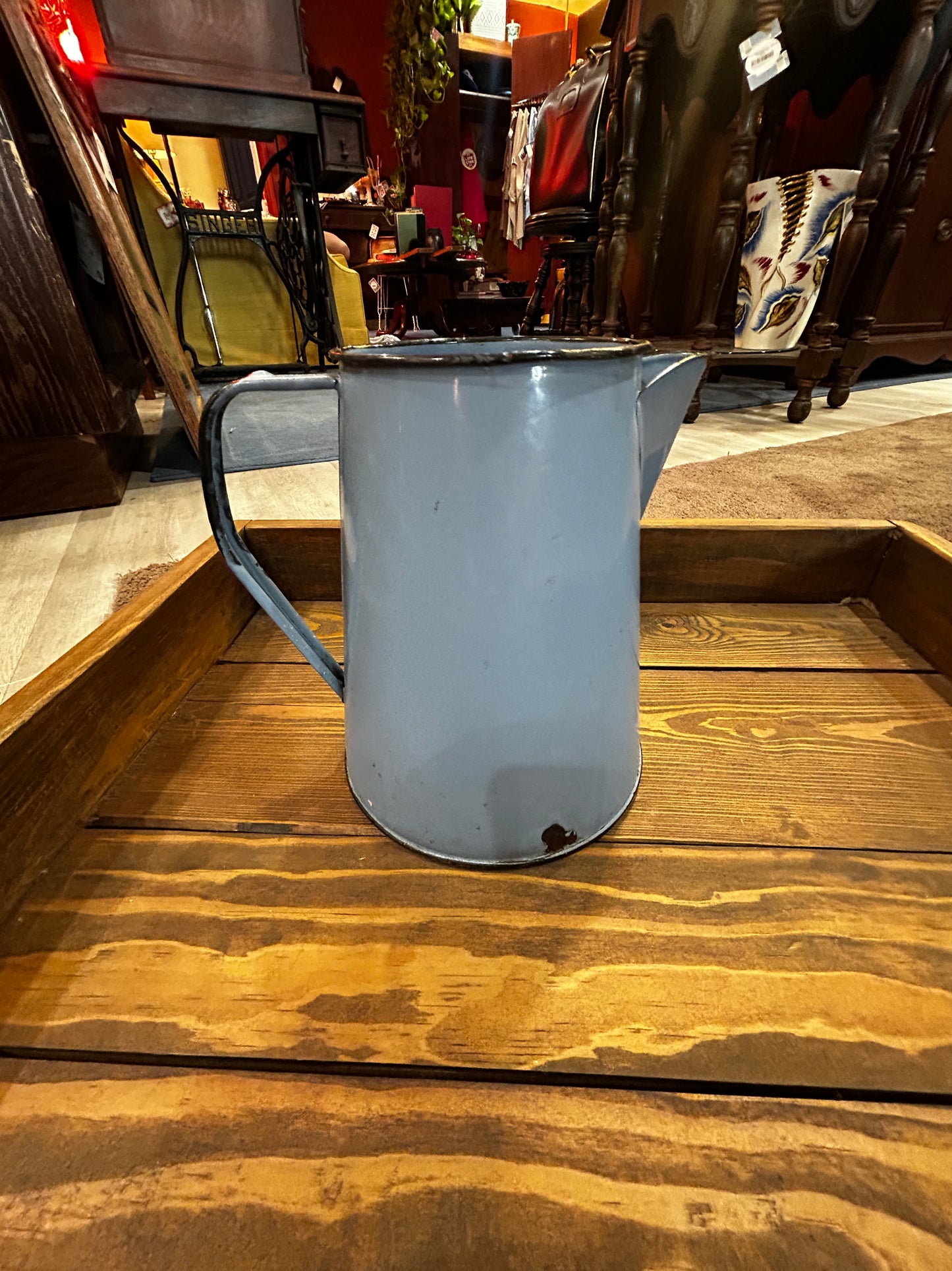 Vintage Blue Enamelware Coffee Pot