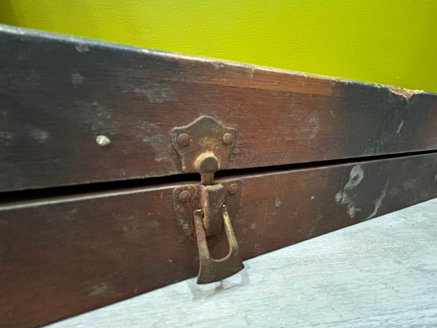 Antique Wooden Project Box- Brass Clasps