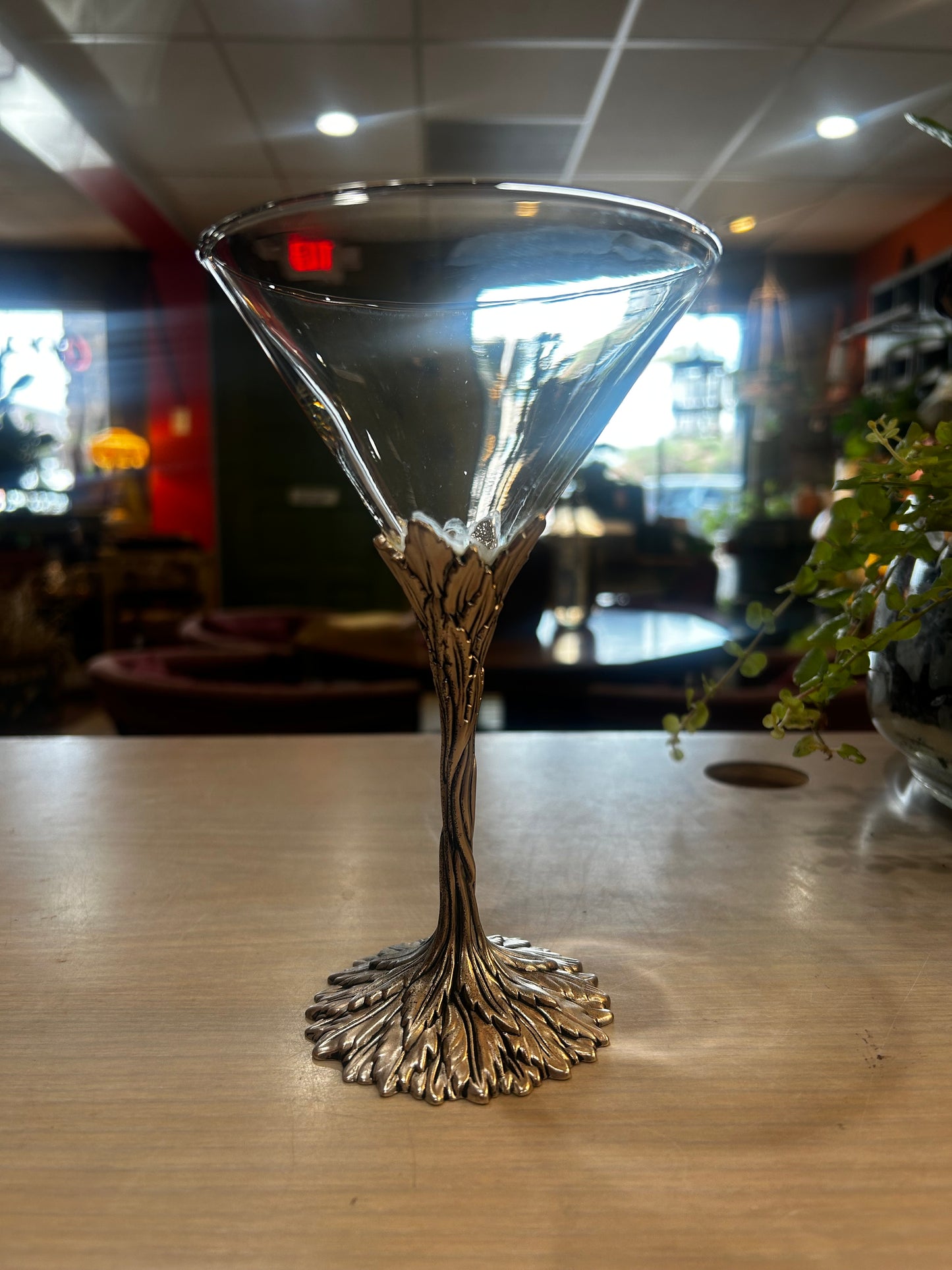 Grey Goose Martini Glasses- Pewter Stems- Set of 4