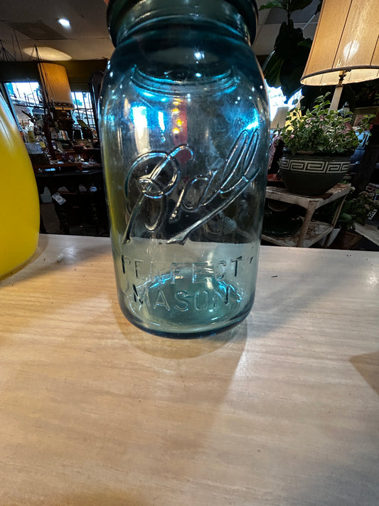 1910 Ball Mason Jar with Original Metal/Milk Glass Lid