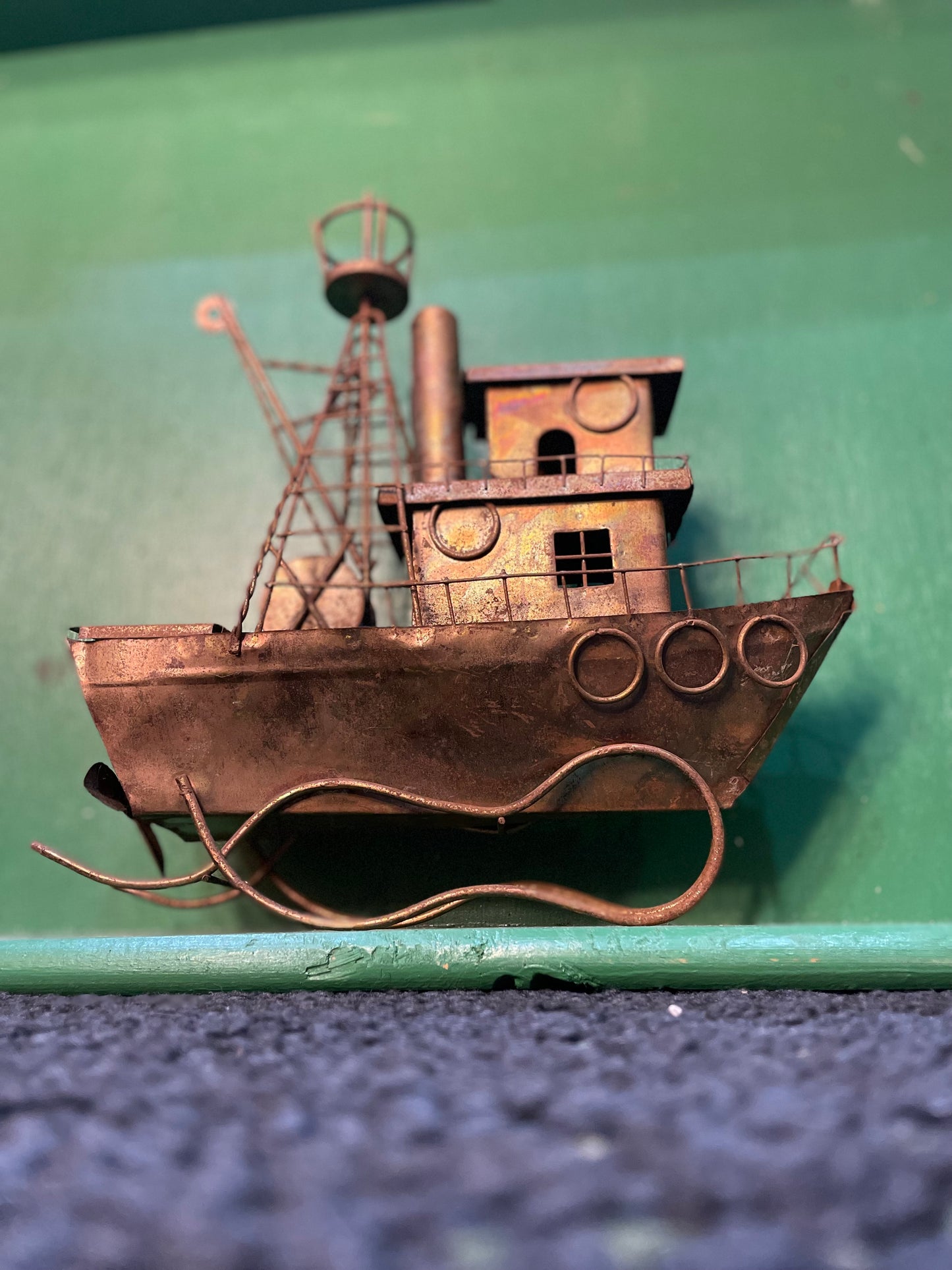 Vintage Copper Fishing Boat- Music Box