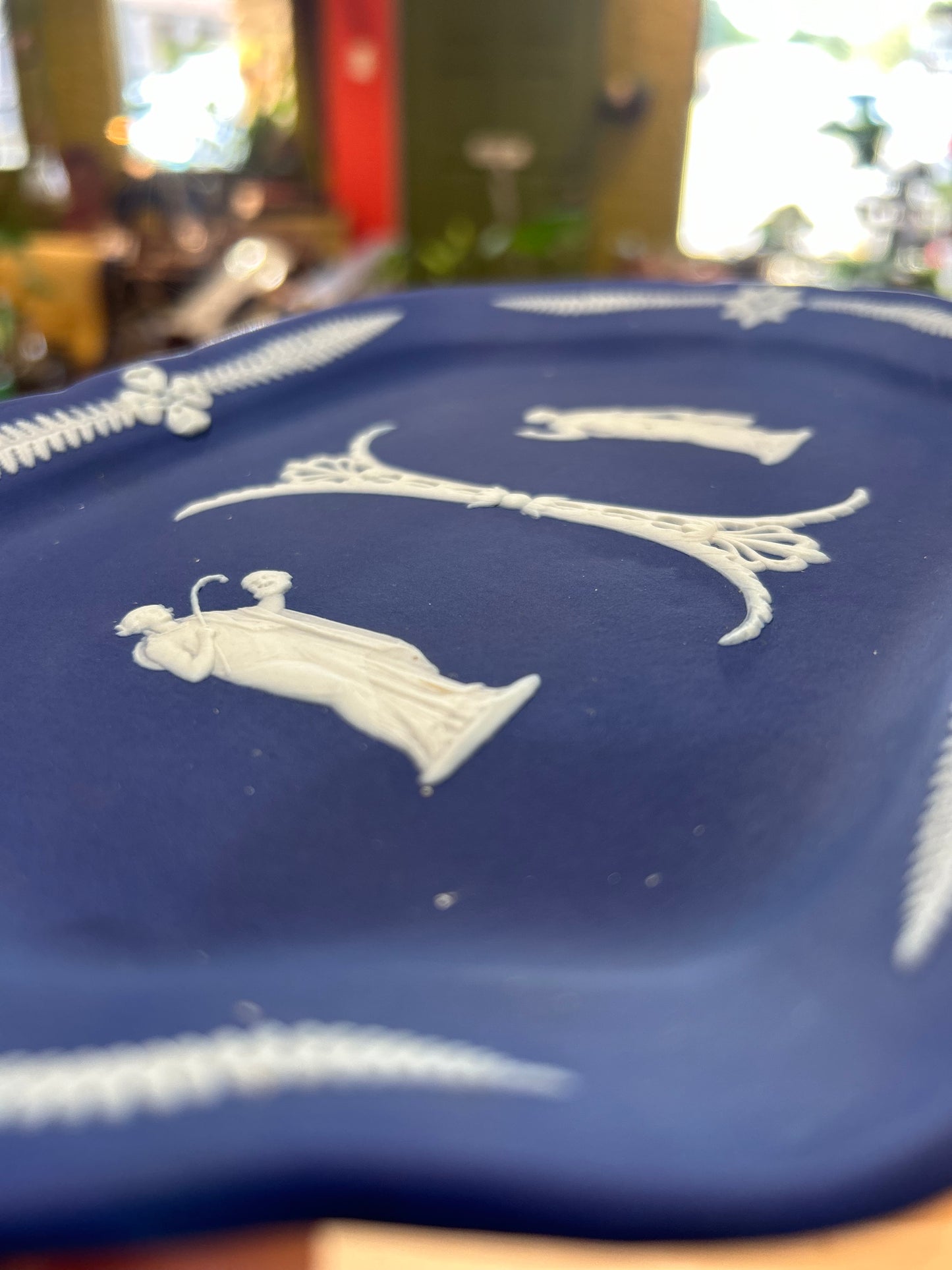 RARE Wedgewood Blue Jasperware Apollo & Terpsichore Serving Platter Circa 1890