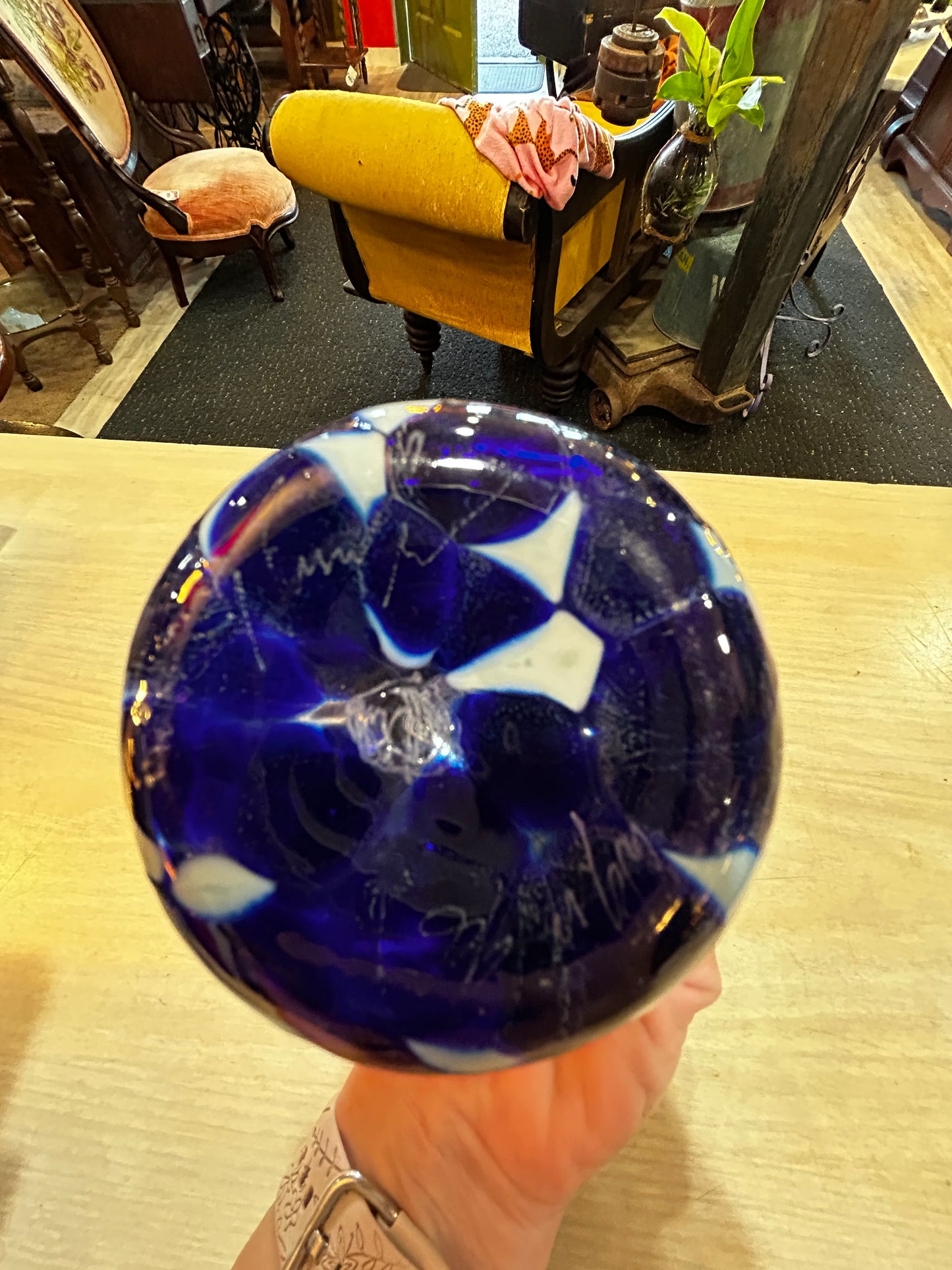 Signed Hand Blown Vintage Glass Vase