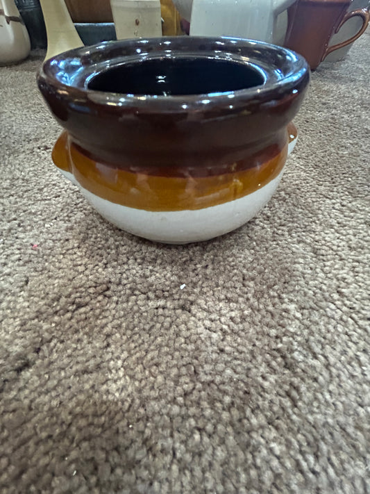 Vintage Tricolr Stoneware Crock- No Lid