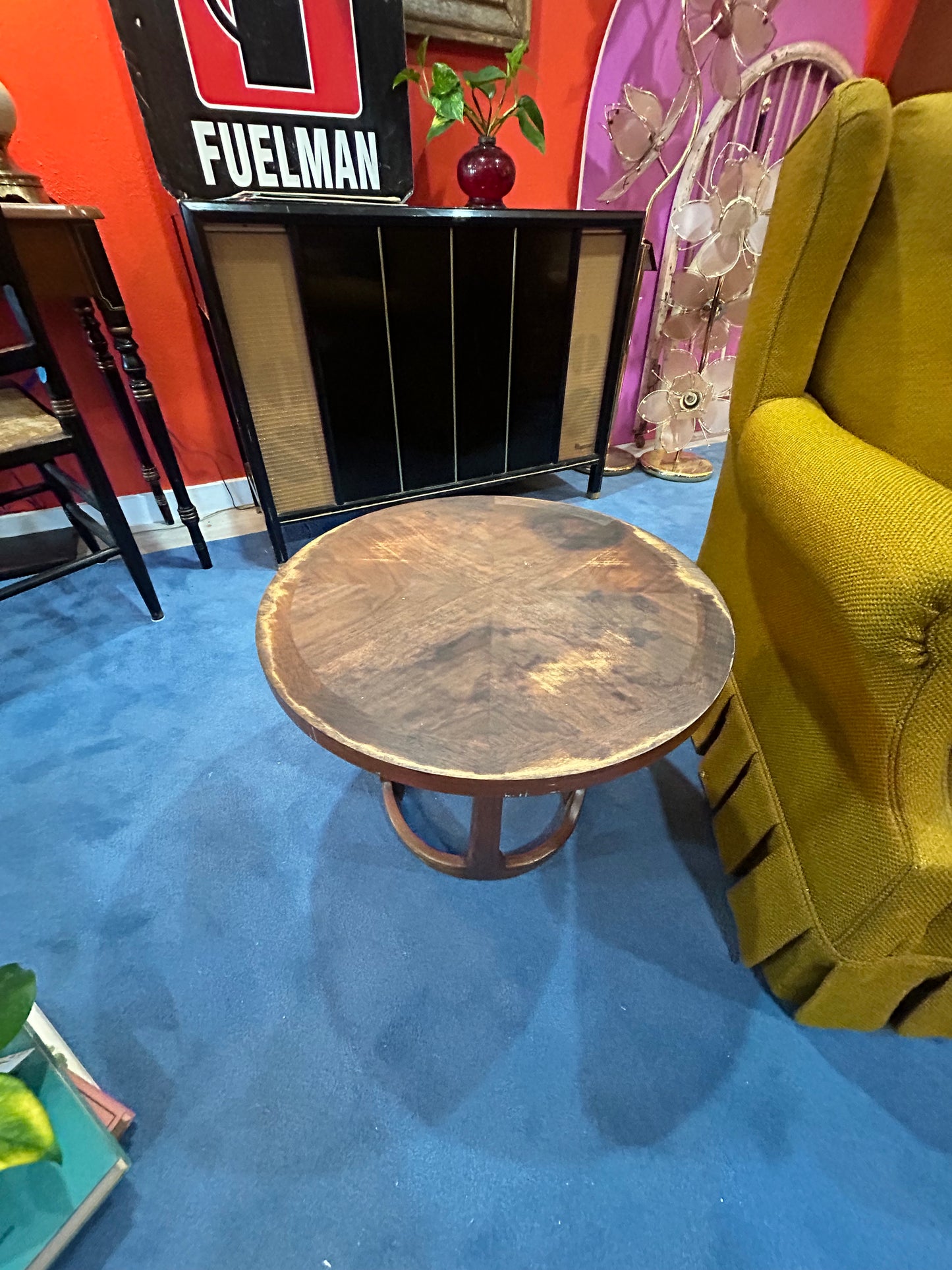 Vintage MCM Lane Round Drum Table