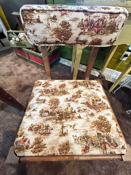 Vintage Sewing Chair With Storage- Early American Fabric