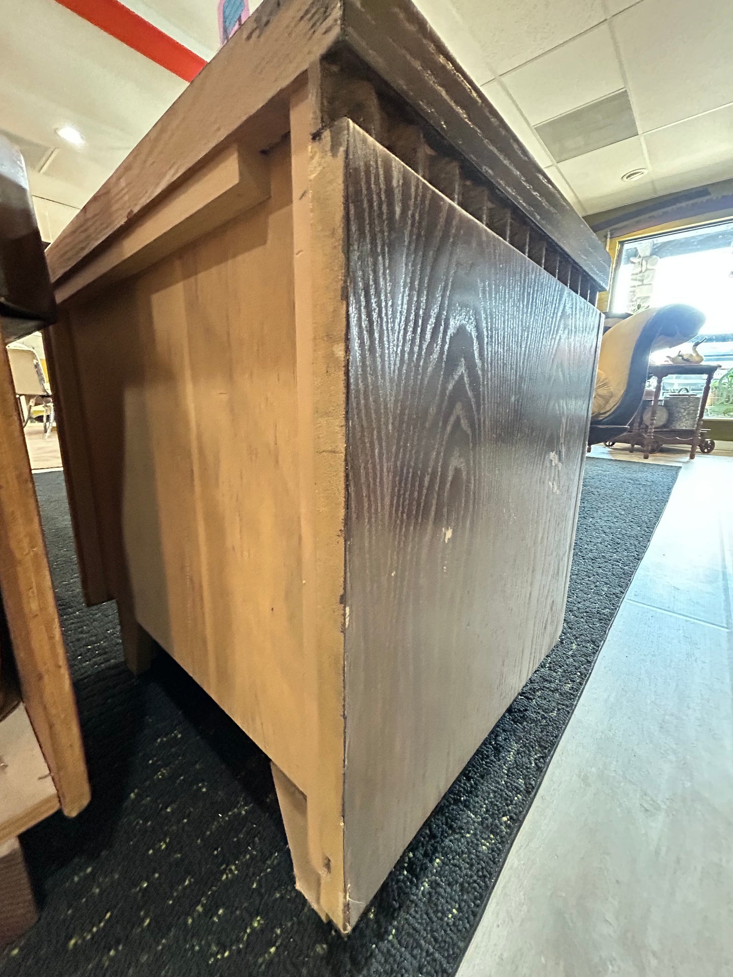 MCM Wooden Nightstand- Tan Panel Top with Drawer