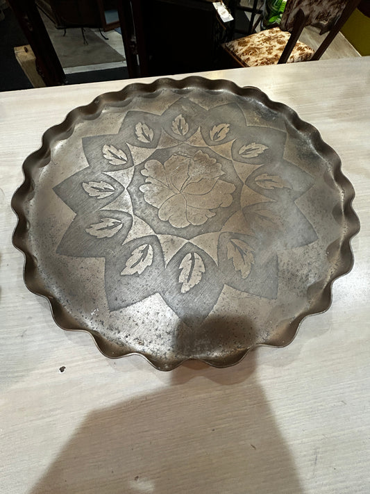 Vintage Etched Aluminum Tray with Pie Crist Edge