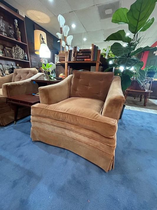 Vintage Tan Velvet Arm Chair