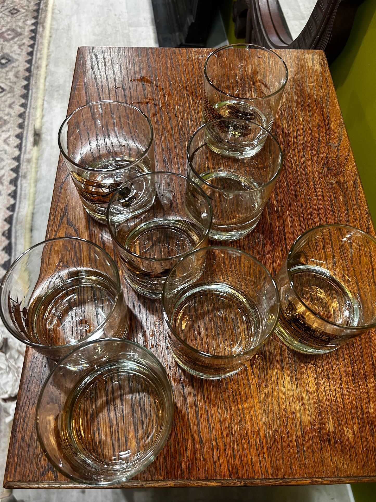 Mid Cent. First Flight Whiskey Glasses- Set of 8- RARE