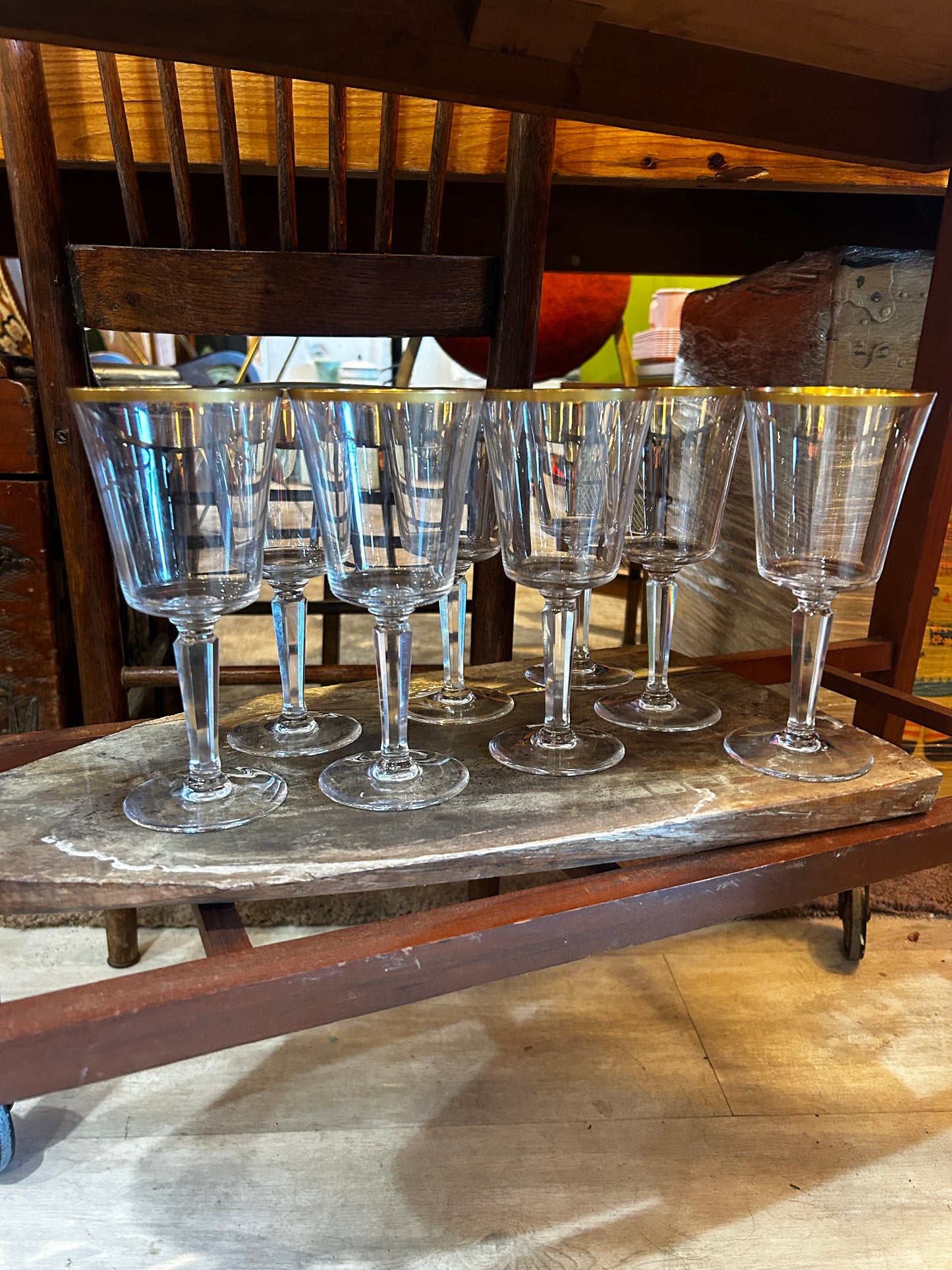 24 piece Mid Century Lenox Eternal Gold Rim Crystal Glasses-Will Seperate