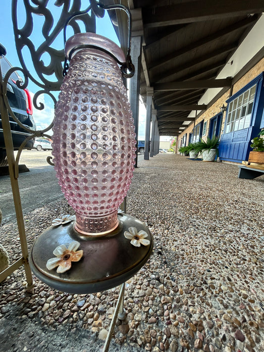 Pink Bubble Glass Hummingbird Feeder