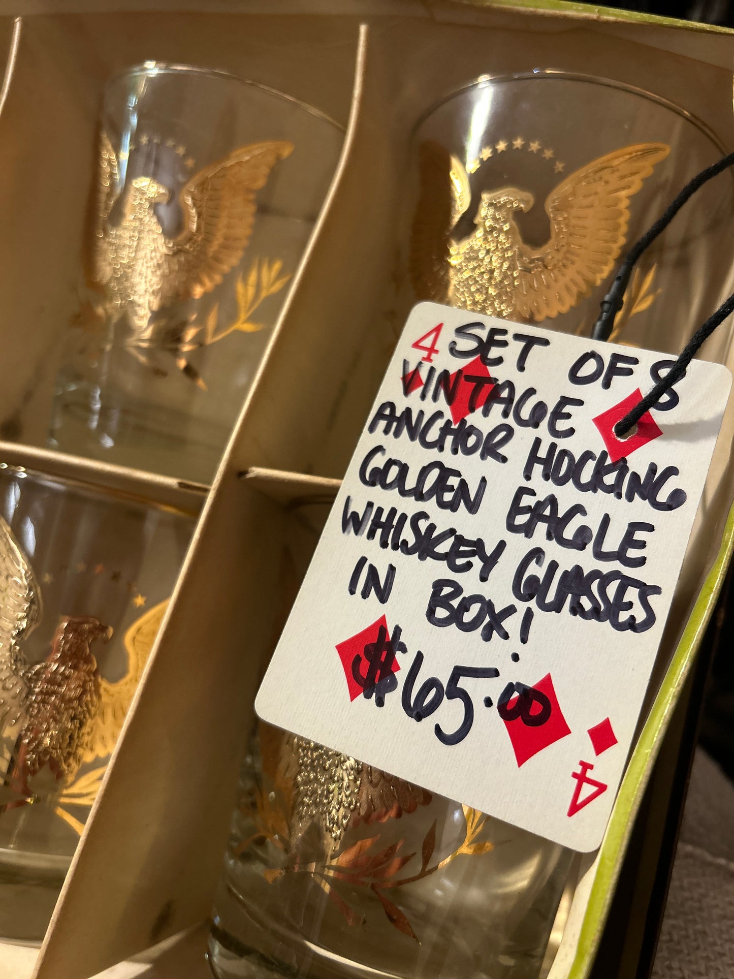 8 Anchor Hocking Golden Eagle Glasses