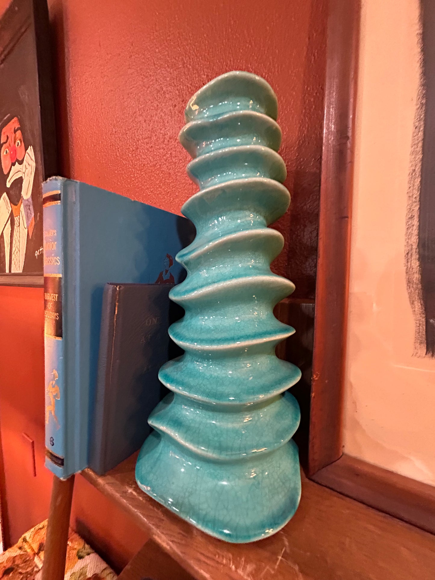 Unique Teal pottery Vase