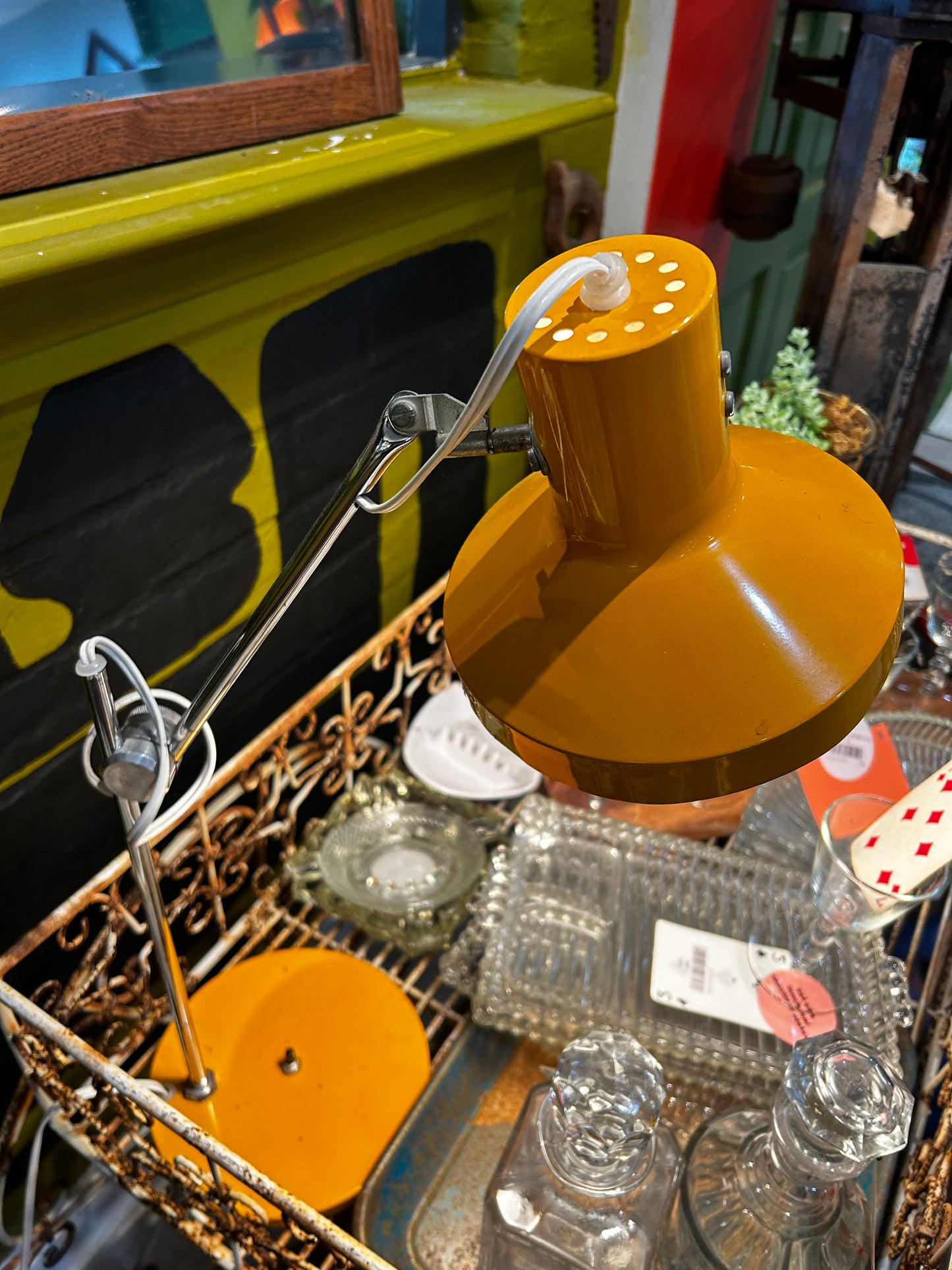 Vintage Swedish MCM Yellow Desk Lamp