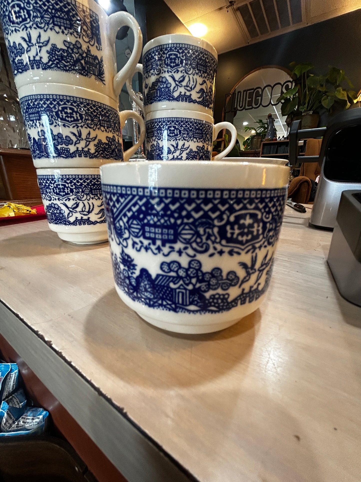 Blue Willow Porcelain Coffee Cups- Set of 7- Will Seperate