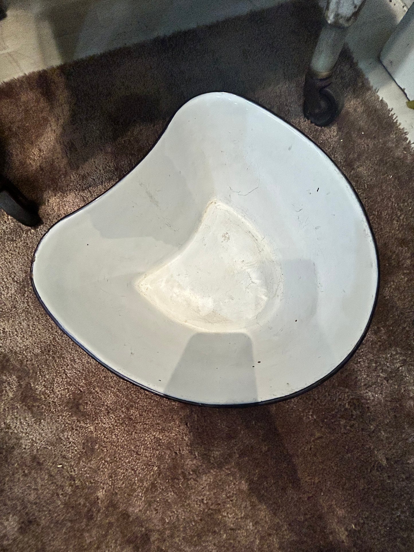 Vintage Rare Shaped Enamelware Basin