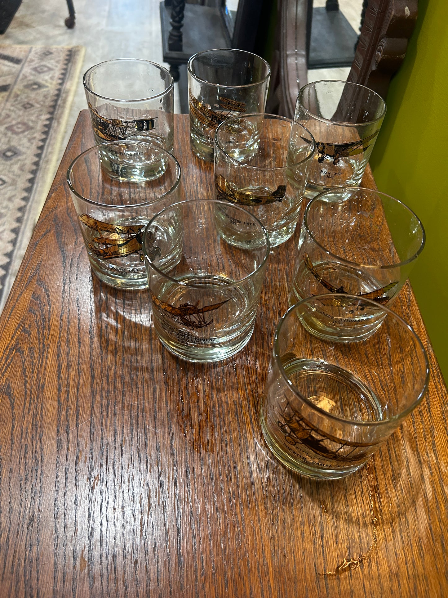 Mid Cent. First Flight Whiskey Glasses- Set of 8- RARE