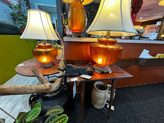 (Copy) Amber Glass Globe 3 Way Lamps Individually